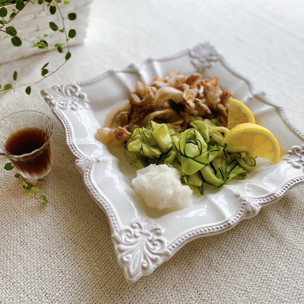 ズッキーニと豚肉の焼きしゃぶ